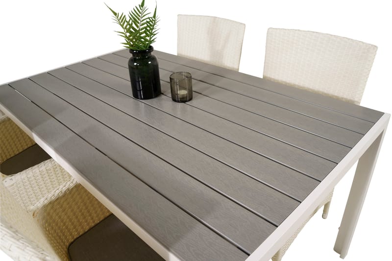 Buitepos Spisebordssæt inkl 4 Kalkfeld Armstole - Nonwood/Hvid - Havemøbler - Udendørsgruppe - Havesæt