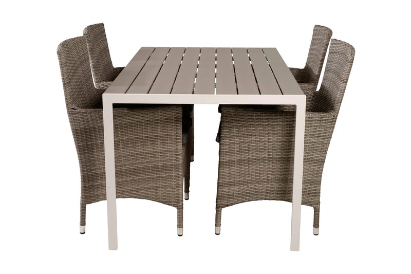 Buitepos Spisebordssæt inkl 4 Kalkfeld Armstole - Nonwood/Hvid - Havemøbler - Udendørsgruppe - Havesæt