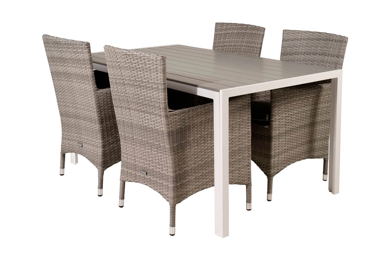 Buitepos Spisebordssæt inkl 4 Kalkfeld Armstole - Nonwood/Hvid - Havemøbler - Udendørsgruppe - Havesæt
