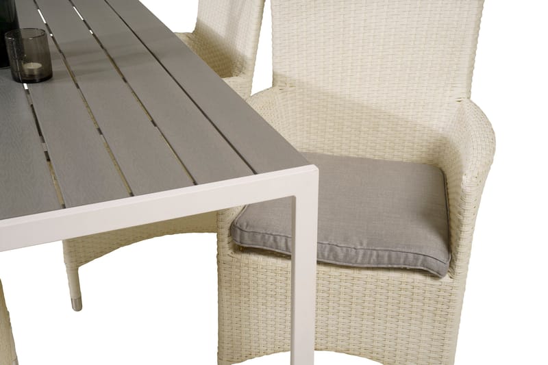 Buitepos Spisebordssæt inkl 4 Kalkfeld Armstole - Nonwood/Hvid - Havemøbler - Udendørsgruppe - Havesæt