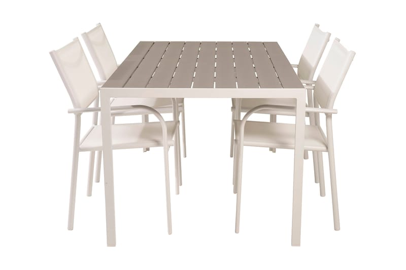 Buitepos Spisebordssæt inkl 4 Langstrand Armstole - Nonwood/Hvid - Havemøbler - Udendørsgruppe - Havesæt