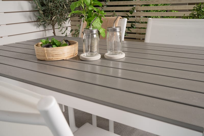 Buitepos Spisebordssæt inkl 4 Langstrand Armstole - Nonwood/Hvid - Havemøbler - Udendørsgruppe - Havesæt