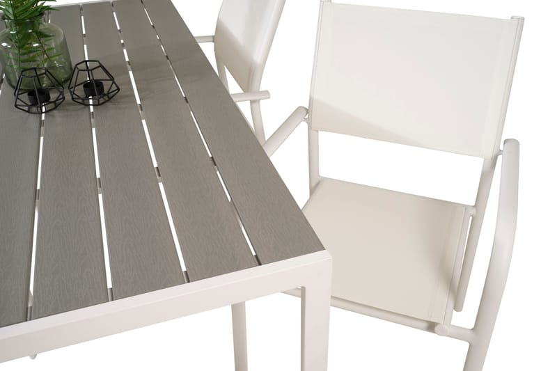 Buitepos Spisebordssæt inkl 4 Langstrand Armstole - Nonwood/Hvid - Havemøbler - Udendørsgruppe - Havesæt