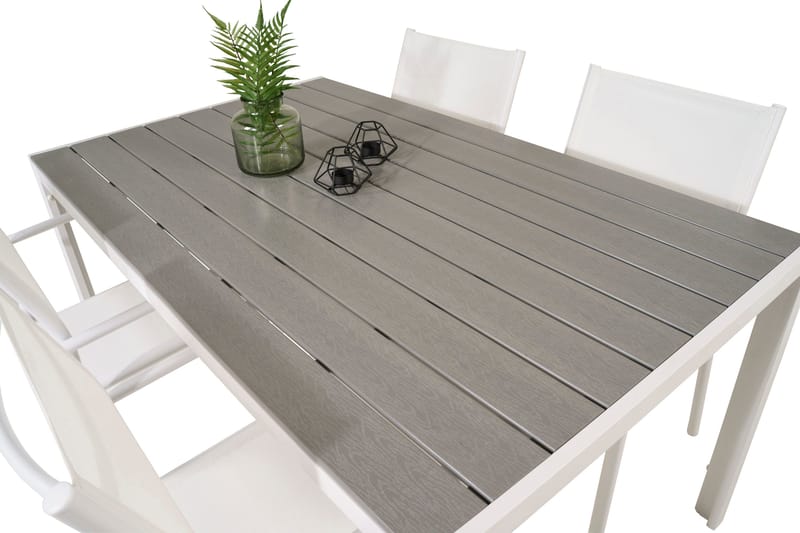 Buitepos Spisebordssæt inkl 4 Langstrand Armstole - Nonwood/Hvid - Havemøbler - Udendørsgruppe - Havesæt