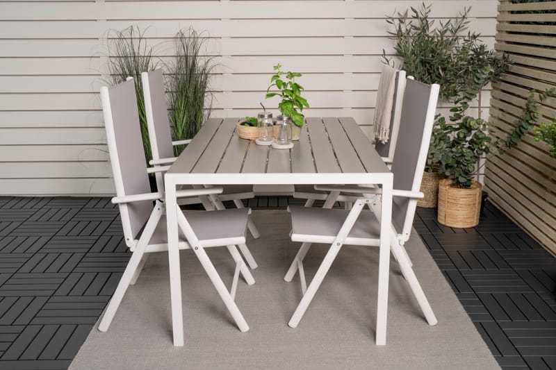 Buitepos Spisebordssæt inkl 4 Positionsstole - Nonwood/Hvid - Havemøbler - Udendørsgruppe - Havesæt