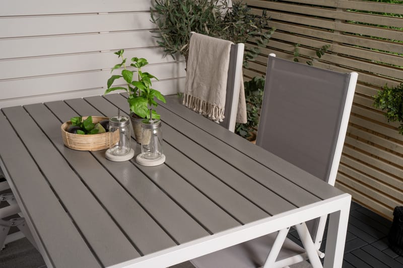 Buitepos Spisebordssæt inkl 4 Positionsstole - Nonwood/Hvid - Havemøbler - Udendørsgruppe - Havesæt