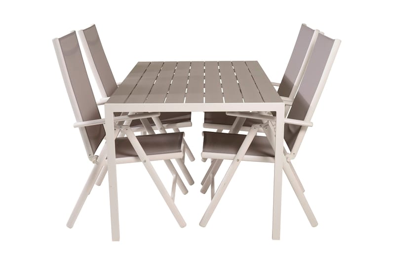 Buitepos Spisebordssæt inkl 4 Positionsstole - Nonwood/Hvid - Havemøbler - Udendørsgruppe - Havesæt