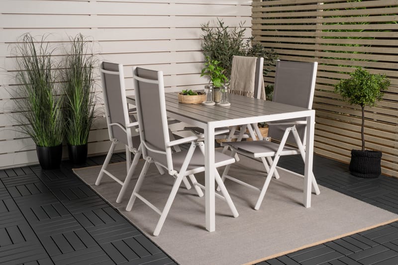 Buitepos Spisebordssæt inkl 4 Positionsstole - Nonwood/Hvid - Havemøbler - Udendørsgruppe - Havesæt