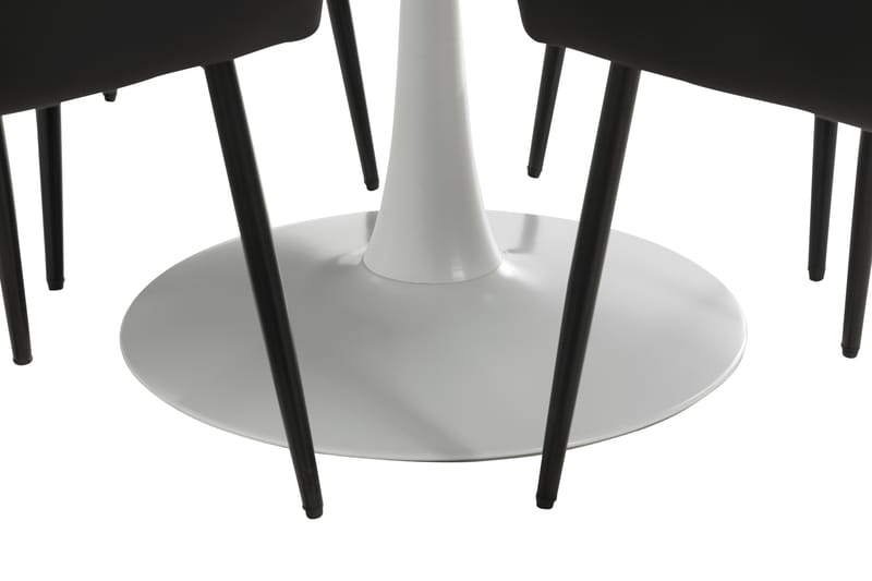 Caitly Spisebordssæt 100 cm Rund inkl 4 Hennebyn Stole - Hvid/Sort - Spisebordssæt