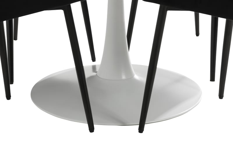 Caitly Spisebordssæt 100 cm Rund inkl 4 Valleviken Armstole - Hvid/Sort - Spisebordssæt