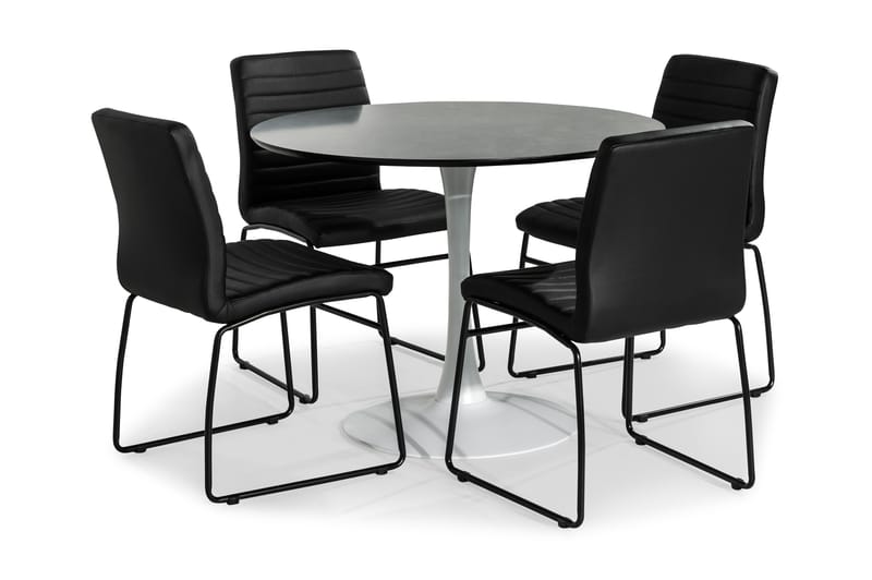 Caitly Spisebordssæt med 4 st Dewar Spisebordsstol - Grå/Hvid - Spisebordssæt