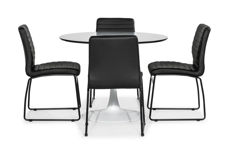 Caitly Spisebordssæt med 4 st Dewar Spisebordsstol - Grå/Hvid - Spisebordssæt