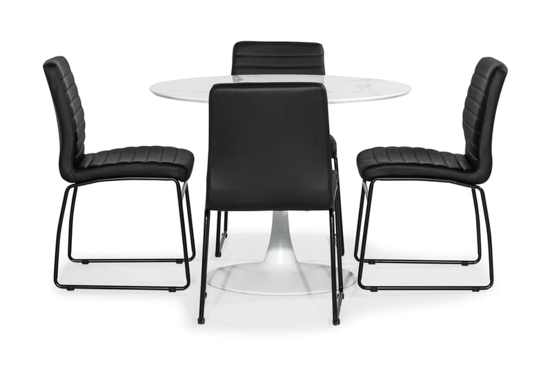 Caitly Spisebordssæt med 4 st Dewar Spisebordsstol - Hvid - Spisebordssæt