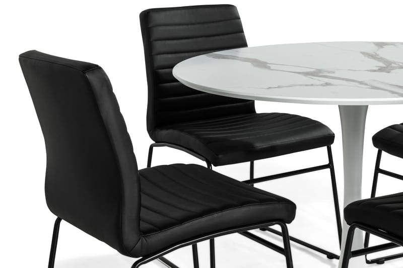 Caitly Spisebordssæt med 4 st Dewar Spisebordsstol - Hvid - Spisebordssæt