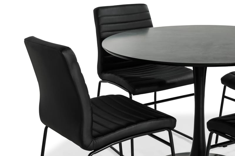 Caitly Spisebordssæt med 4 st Dewar Spisebordsstol - Sort/Grå - Spisebordssæt