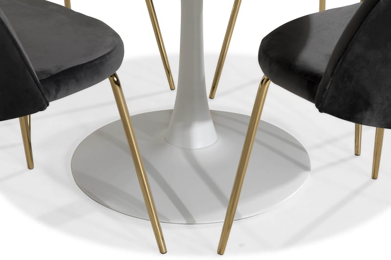 Caitly Spisebordssæt med 4 st Felipe Spisebordsstol - Hvid - Spisebordssæt