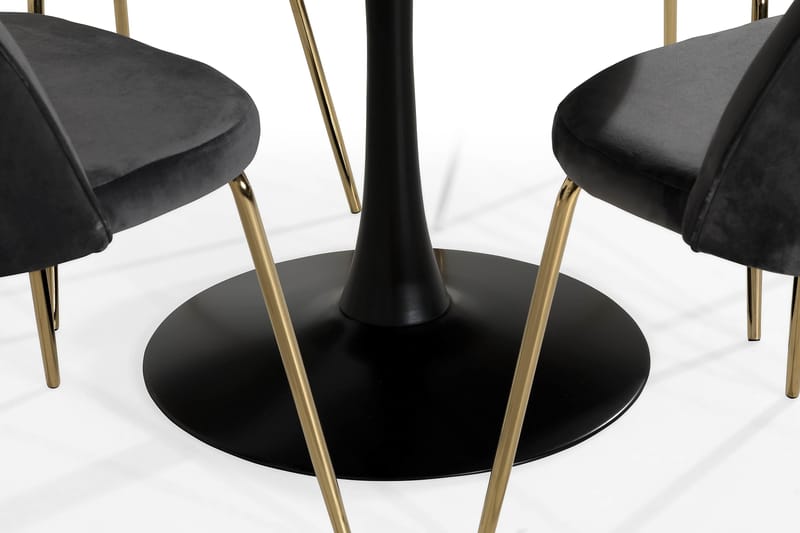 Caitly Spisebordssæt med 4 st Felipe Spisebordsstol - Sort/Grå - Spisebordssæt