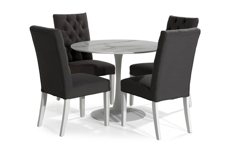 Caitly Spisebordssæt med 4 st Jenny Spisebordsstol - Hvid - Spisebordssæt