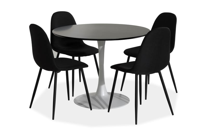 Caitly Spisebordssæt med 4 st Nibe Spisebordsstol - Grå/Hvid - Spisebordssæt