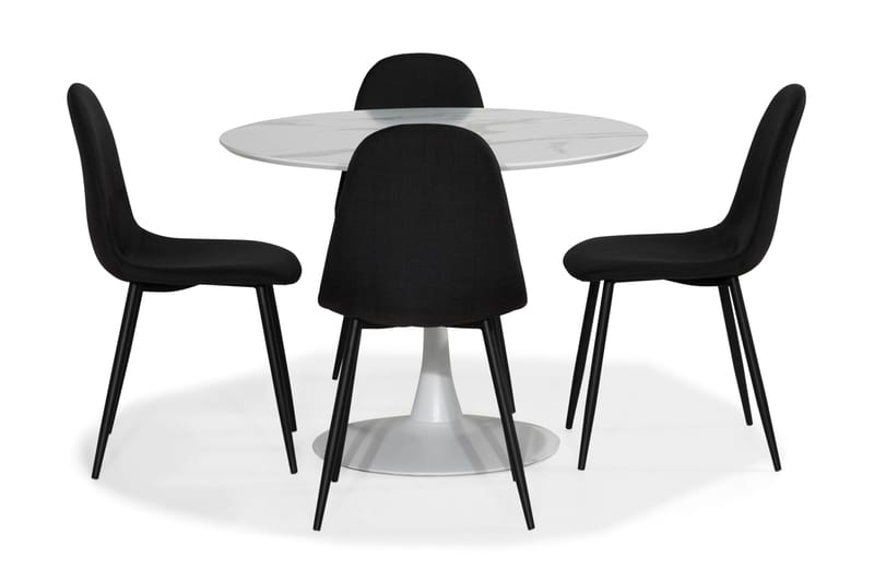 Caitly Spisebordssæt med 4 st Nibe Spisebordsstol - Hvid - Spisebordssæt