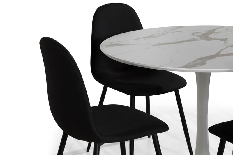 Caitly Spisebordssæt med 4 st Nibe Spisebordsstol - Hvid - Spisebordssæt