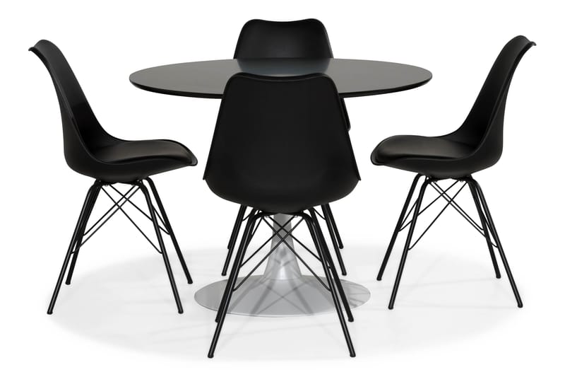 Caitly Spisebordssæt med 4 st Shell Spisebordsstol - Grå/Hvid - Spisebordssæt