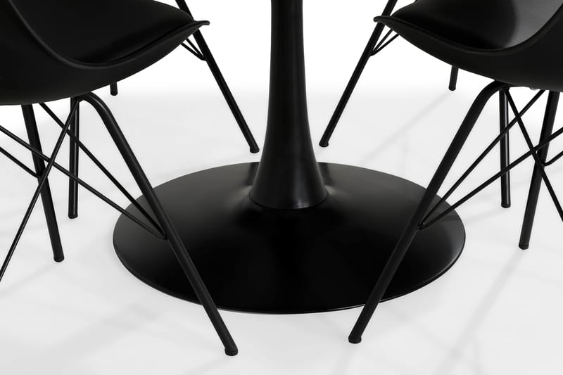 Caitly Spisebordssæt med 4 st Shell Spisebordsstol - Hvid/Sort - Spisebordssæt