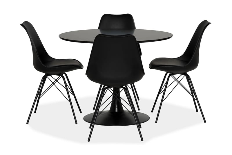 Caitly Spisebordssæt med 4 st Shell Spisebordsstol - Sort/Grå - Spisebordssæt