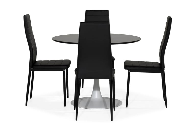 Caitly Spisebordssæt med 4 st Ted Spisebordsstol - Grå/Hvid - Spisebordssæt