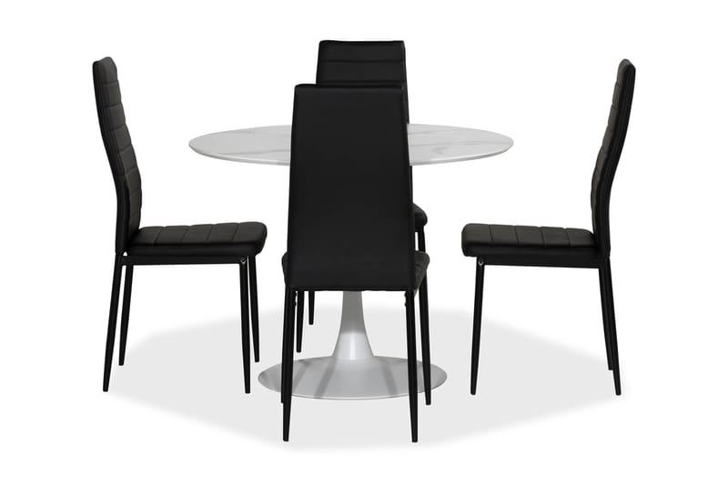 Caitly Spisebordssæt med 4 st Ted Spisebordsstol - Hvid - Spisebordssæt