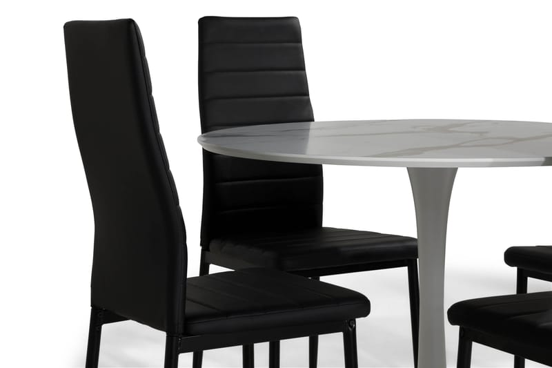 Caitly Spisebordssæt med 4 st Ted Spisebordsstol - Hvid - Spisebordssæt