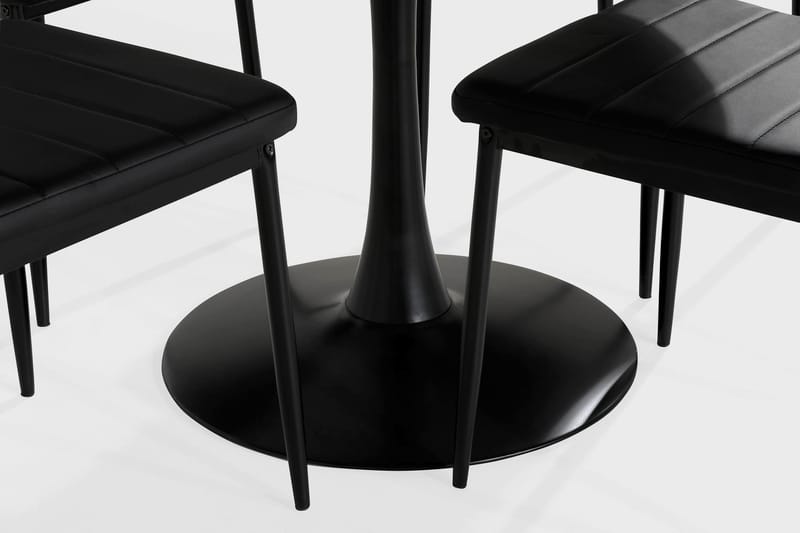 Caitly Spisebordssæt med 4 st Ted Spisebordsstol - Hvid/Sort - Spisebordssæt