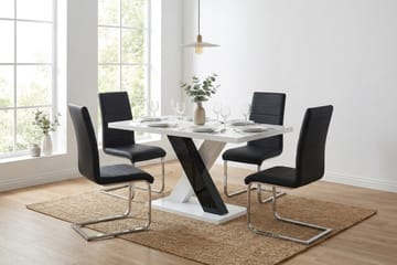 Spisebordssæt Cesi 140 cm med 4 Cibus stole - Hvid - Møbler - Borde - Spisebordssæt