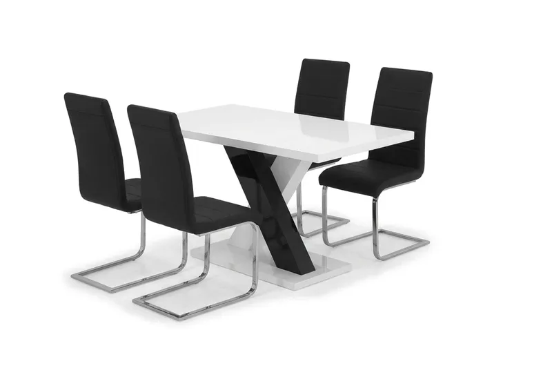 Spisebordssæt Cesi 140 cm med 4 Cibus stole, Hvid
