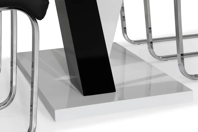 Cesi Spisebordssæt 140 cm med 4 Cibus Stole - Hvid/Sort/Sort PU/Krom - Møbler - Borde - Spisebordssæt