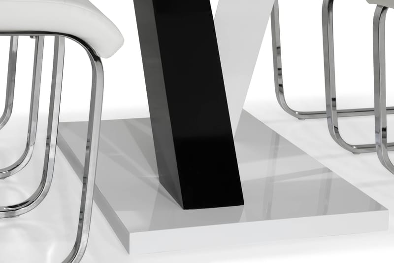 Cesi Spisebordssæt 140 cm med 4 Cibus Stole - Hvid/Sort/Sort PU/Krom - Møbler - Borde - Spisebordssæt