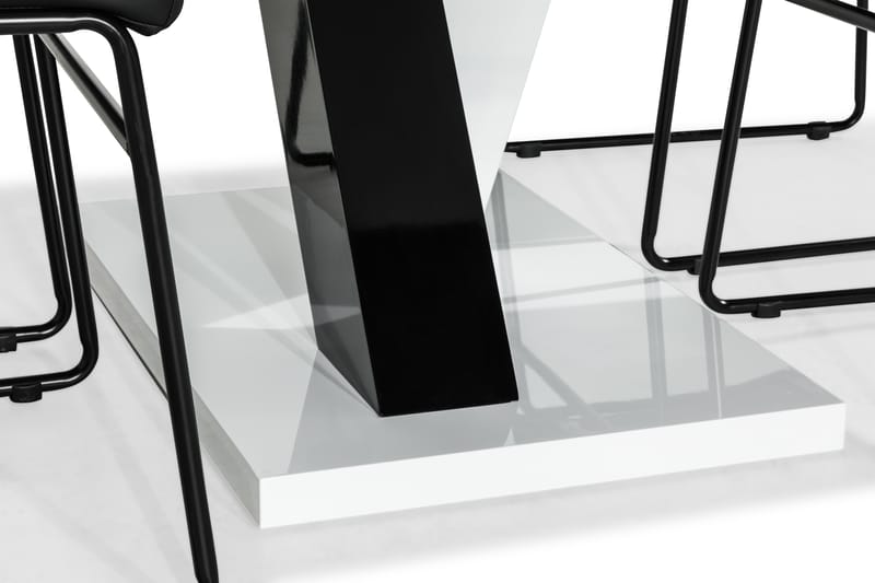 Cesi Spisebordssæt 140 cm med 4 Dewar Stole - Hvid/Sort PU - Spisebordssæt
