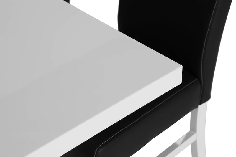 Cesi Spisebordssæt 140 cm med 4 Mazzi Stole - Hvid/Sort/Sort PU - Spisebordssæt