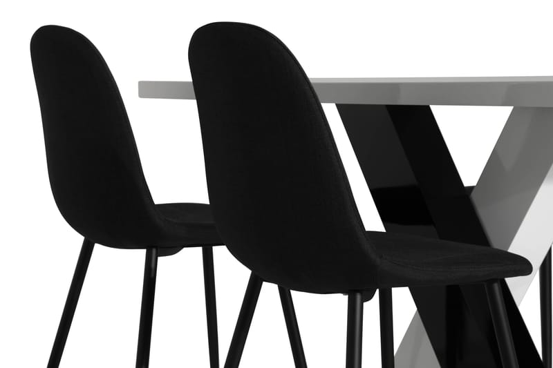 Cesi Spisebordssæt 140 cm med 4 Nibe Stole - Hvid/Sort - Møbler - Borde - Spisebordssæt