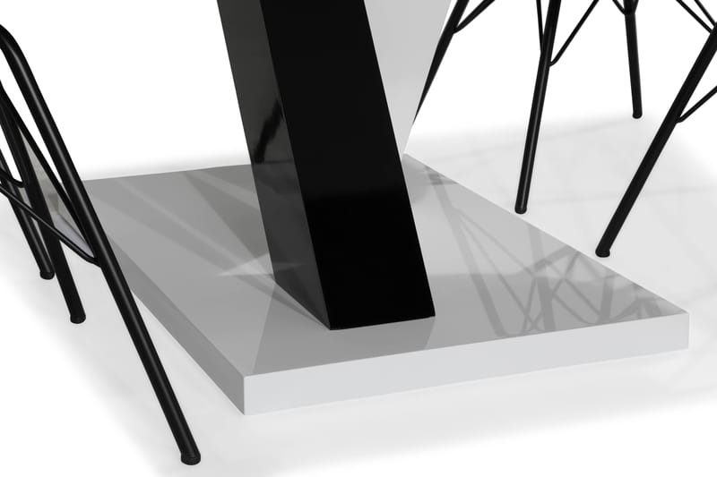 Cesi Spisebordssæt 140 cm med 4 Shell Stole - Hvid/Sort/Sort PU - Spisebordssæt