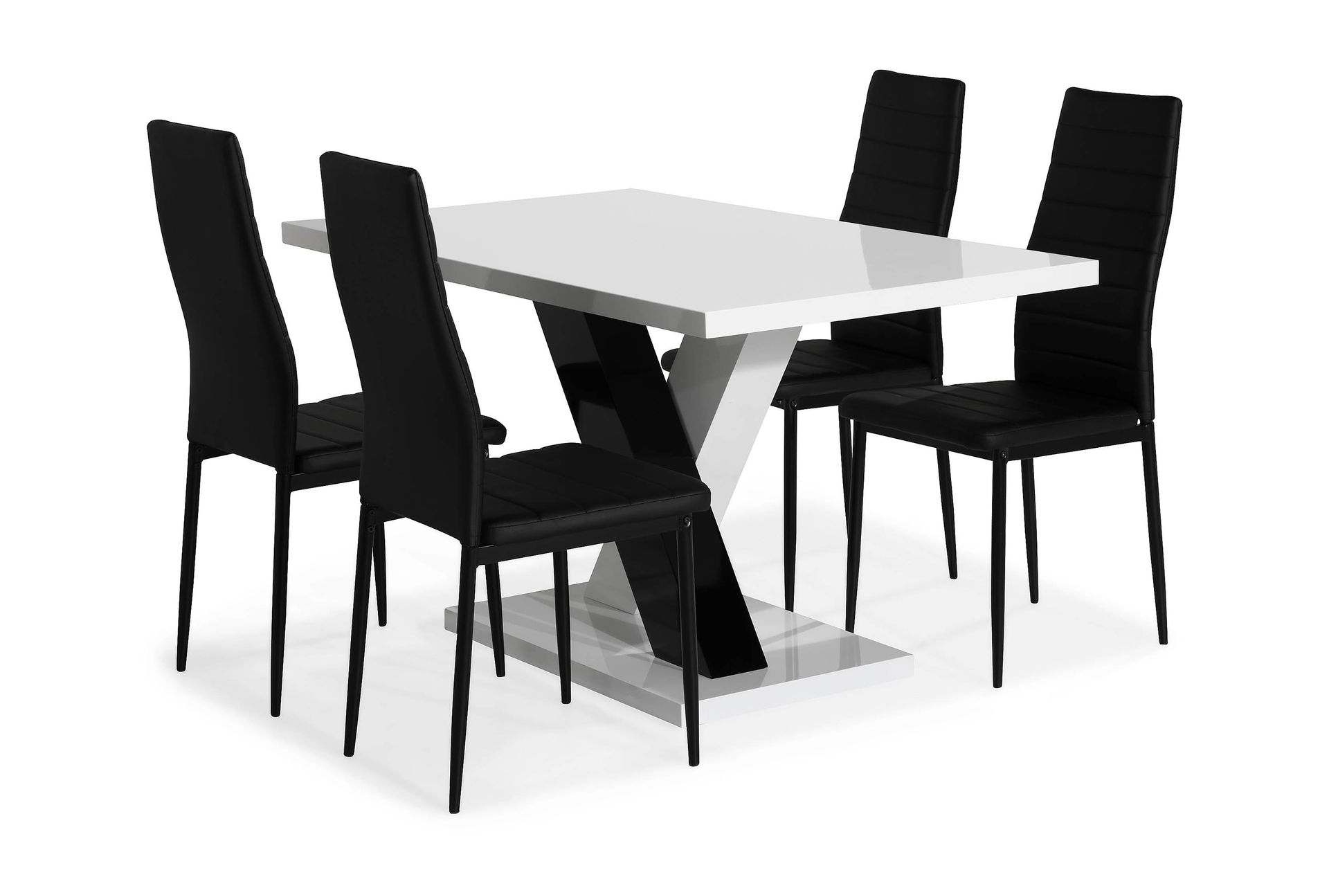 Cesi Spisebordssæt 140 cm med 4 Ted Stole - Hvid/Sort - Møbler - Borde - Spisebordssæt