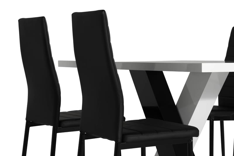 Cesi Spisebordssæt 140 cm med 4 Ted Stole - Hvid/Sort - Spisebordssæt