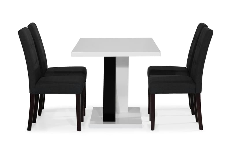 Cesi Spisebordssæt 140 cm med 4 Viktor Stole - Hvid/Sort/Sort PU - Møbler - Borde - Spisebordssæt