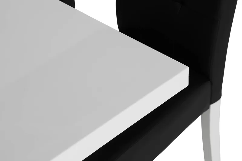 Cesi Spisebordssæt 140 cm med 4 Viktor Stole - Hvid/Sort/Sort PU - Møbler - Borde - Spisebordssæt