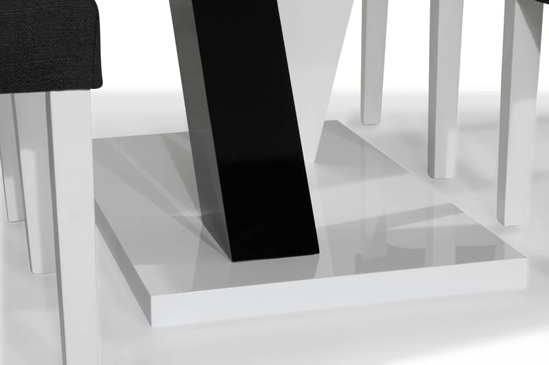 Cesi Spisebordssæt 140 cm med 4 Viktor Stole - Hvid/Sort/Sort PU - Møbler - Borde - Spisebordssæt