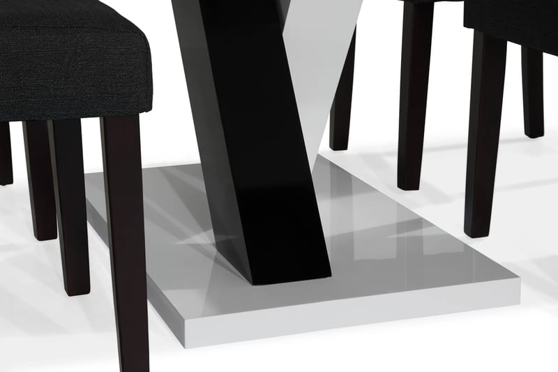 Cesi Spisebordssæt 140 cm med 4 Viktor Stole - Hvid/Sort/Sort PU - Møbler - Borde - Spisebordssæt