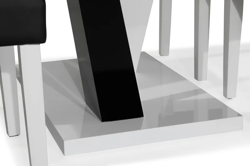 Cesi Spisebordssæt 140 cm med 4 Viktor Stole - Hvid/Sort/Sort PU - Møbler - Borde - Spisebordssæt