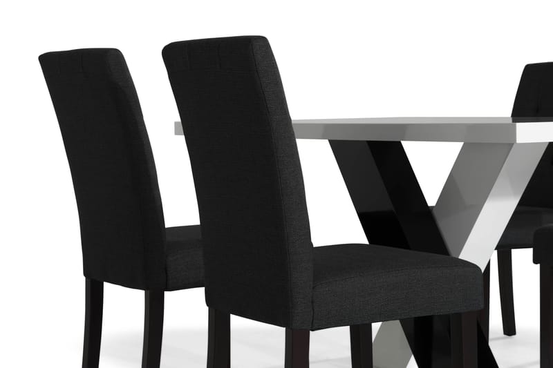 Cesi Spisebordssæt 140 cm med 4 Viktor Stole - Hvid/Sort/Sort PU - Møbler - Borde - Spisebordssæt