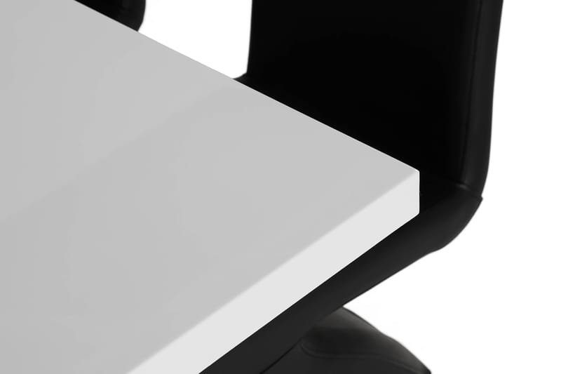 Cesi Spisebordssæt 140 cm med 4 Zion Stole - Hvid/Sort/Sort PU/Krom - Spisebordssæt