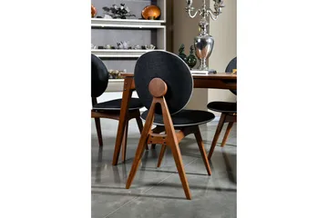 Charbel Spisebordssæt 160 cm med 4 Spisebordsstole - Valnød/Antracit - Møbler - Borde - Spisebordssæt